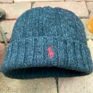 Ralph Lauren ribbed knit hat in Charcoal.